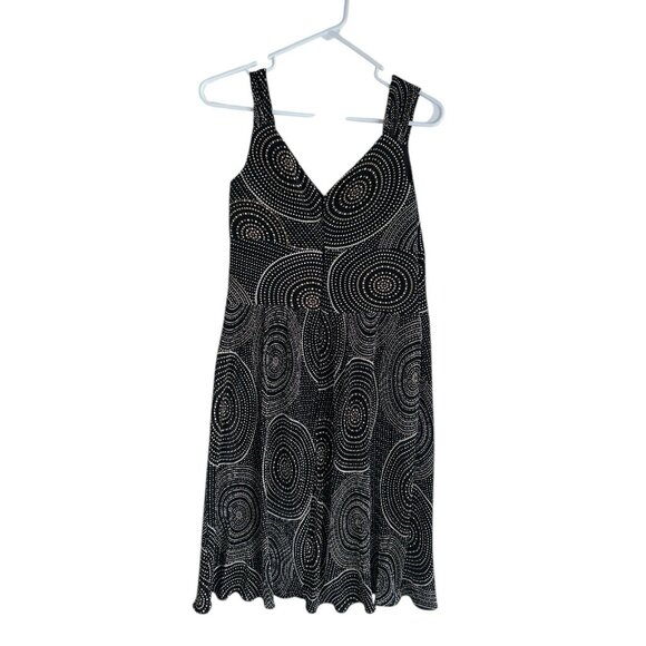 NWT Evan Picone Womens Surplice Sheath Dress Sz 6 Black Beige Gold Geometric - Picture 4 of 8